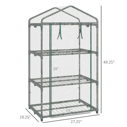 3 Tier Mini Greenhouse, Portable with Shelf Clips, Plastic Cover, Steel Frame, 27" x 19" x 49", Transparent Mini Greenhouses at Gallery Canada