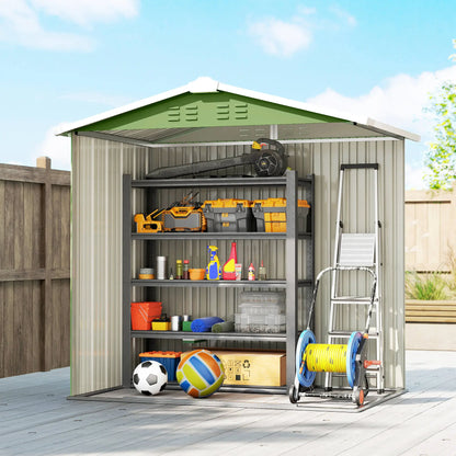6.5' X 4' Metal Garden Shed, Lockable Double Doors, 4 Vents, Light Green Sheds at Gallery Canada