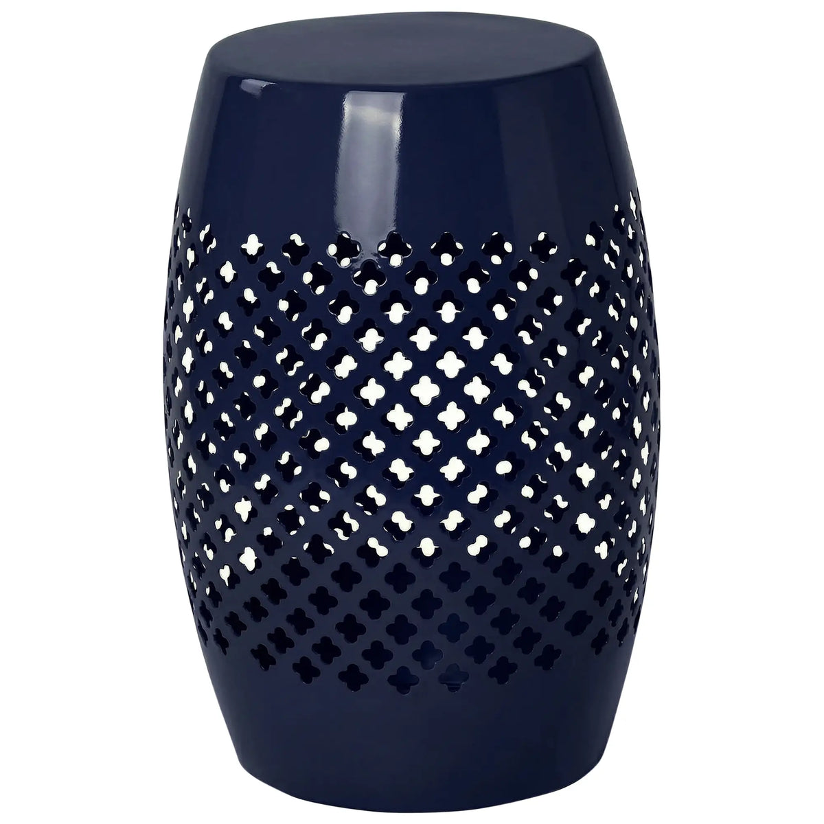 12" Steel Round Hollow Drum Side Table, Navy Blue Patio Side Tables at Gallery Canada