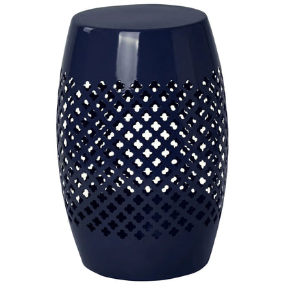 12" Steel Round Hollow Drum Side Table, Navy Blue Patio Side Tables at Gallery Canada