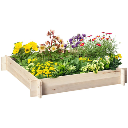 39'' x 39'' Wooden Raised Garden Bed, DIY Herb Planter Box Wooden Planter Boxes Natural at Gallery Canada