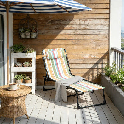Outdoor Folding Lounge Chair, 4-Level Adjustable, Tanning Chair, Multicoloured Lounger Chairs at Gallery Canada
