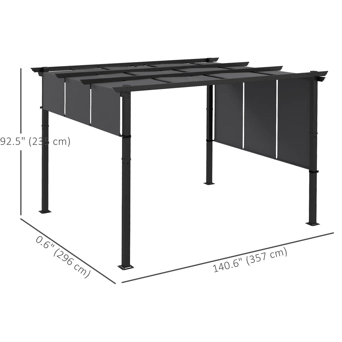 10' x 12' Metal Pergola, Retractable Canopy, Garden Patio Backyard Deck Pergolas at Gallery Canada