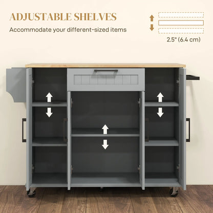 Modern Rolling Kitchen Island Cart, Natural Wood Top, Grey Kitchen Islands & Kitchen Carts at Gallery Canada