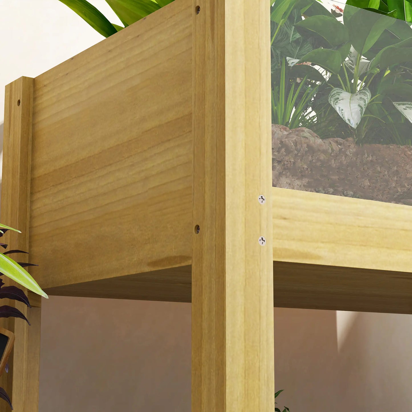 Wooden Raised Garden Bed, Acrylic Panels, Drainage Holes, 29.5" x 18.1" x 23.8" Raised Garden Beds at Gallery Canada