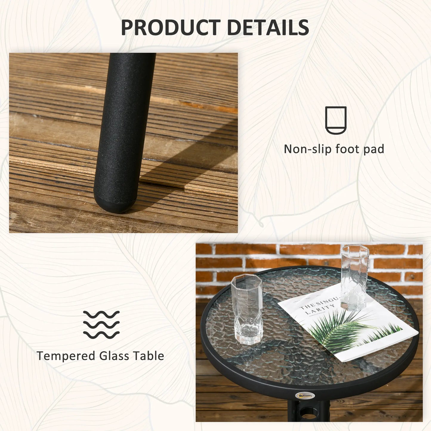 3-Piece Outdoor Wicker Set, 2 Stackable Chairs, Glass Table, Black Bistro Sets at Gallery Canada