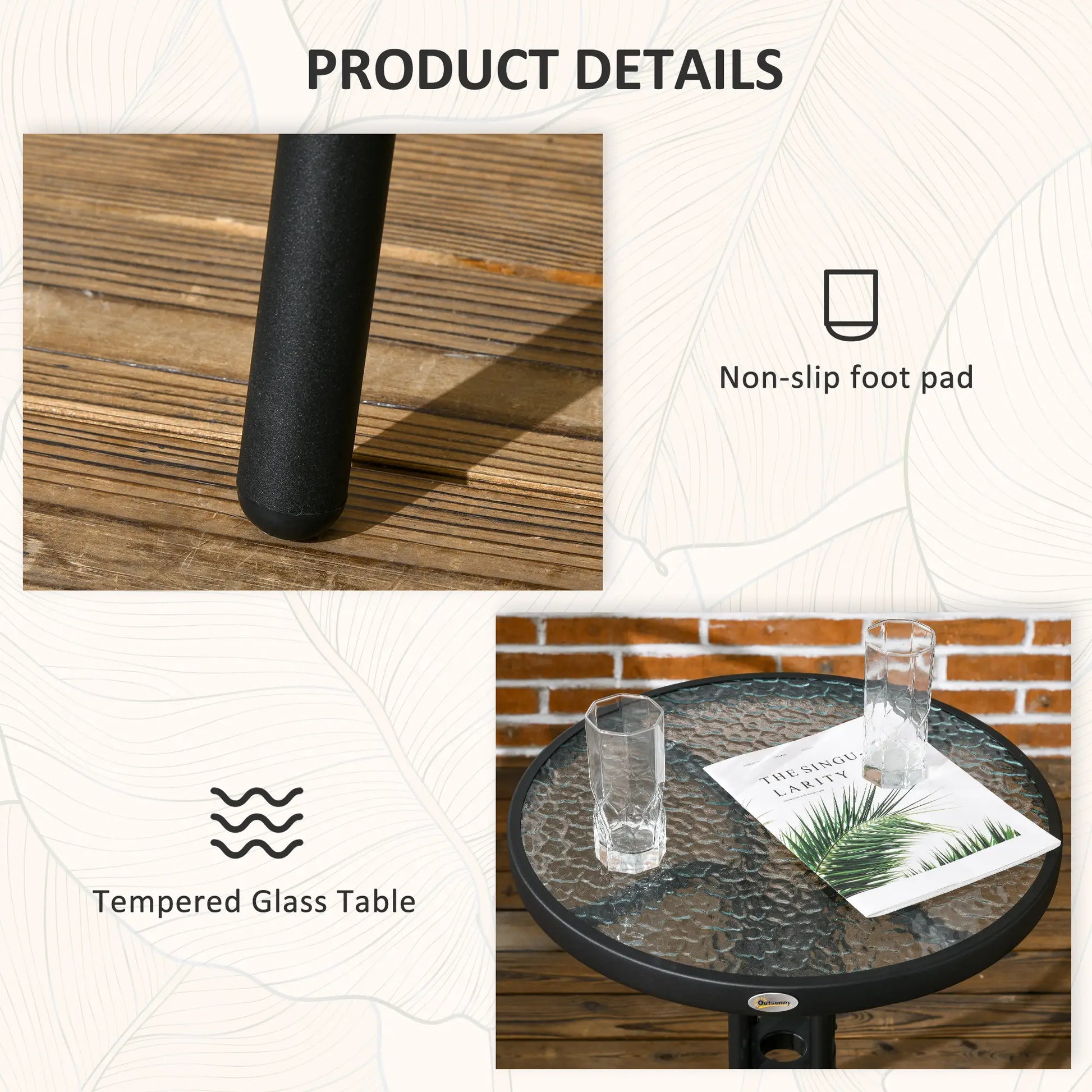 3-Piece Outdoor Wicker Set, 2 Stackable Chairs, Glass Table, Black Bistro Sets at Gallery Canada