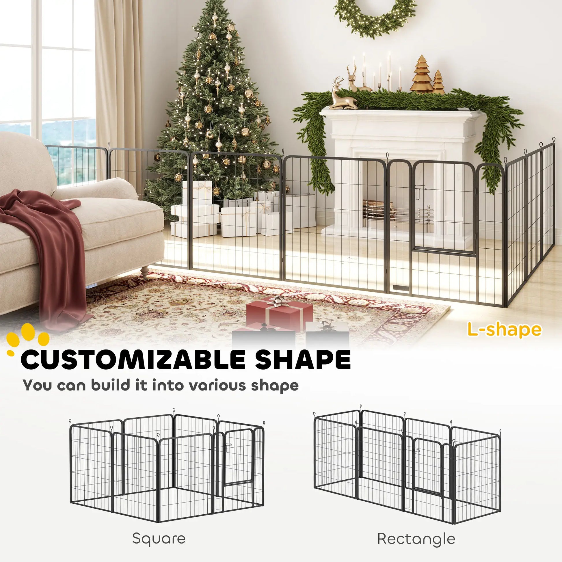 39" Dog Playpen, Portable Foldable 8 Panels, Indoor Outdoor, Large Dogs Houses, Kennels & Pens at Gallery Canada