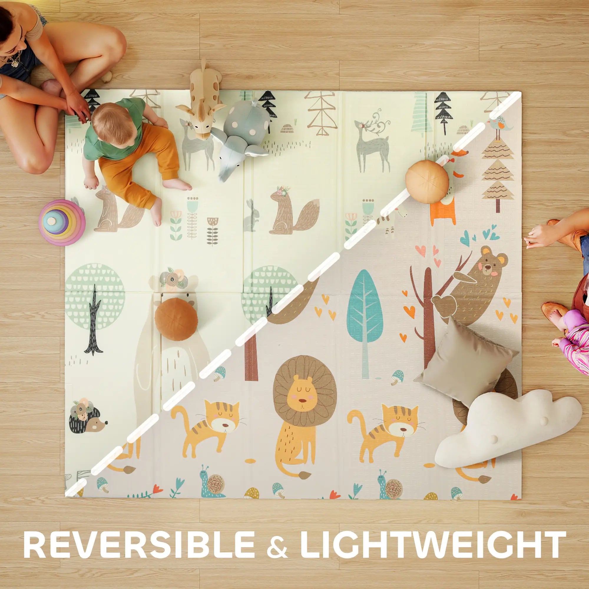 Double Sided Baby Play Mat, Reversible Waterproof, Animal Theme Kids Gym & Playmats at Gallery Canada