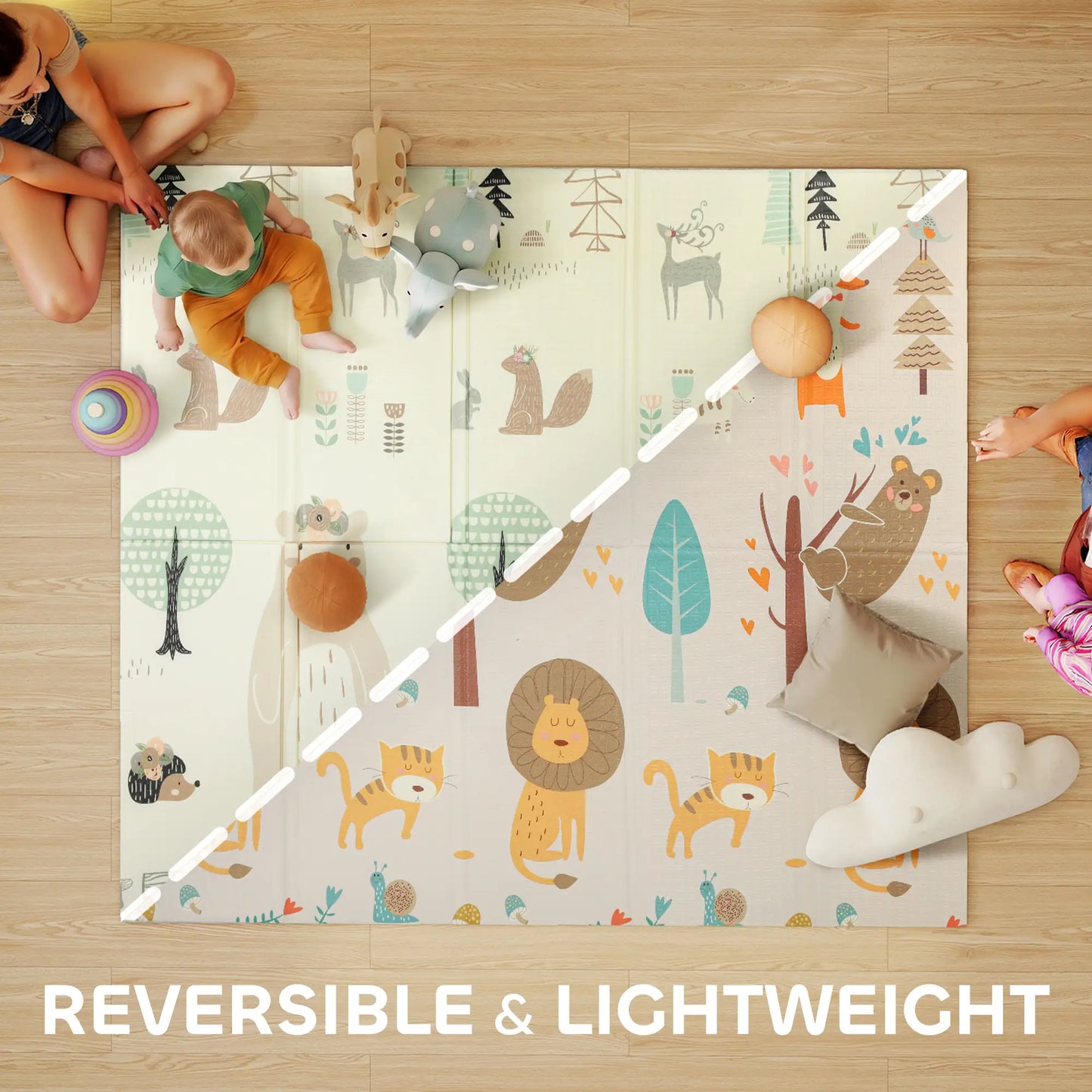 Double Sided Baby Play Mat, Reversible Waterproof, Animal Theme Kids Gym & Playmats at Gallery Canada