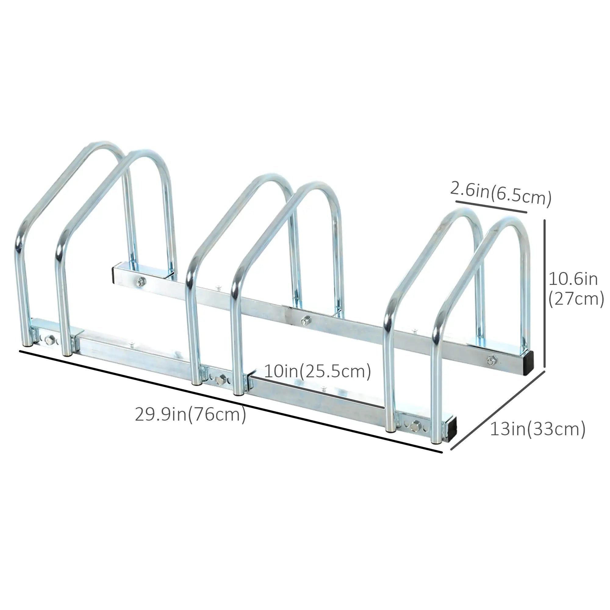 3-Bike Floor Parking Rack, Cycling Storage Stand, Silver Bike Parking Stands at Gallery Canada