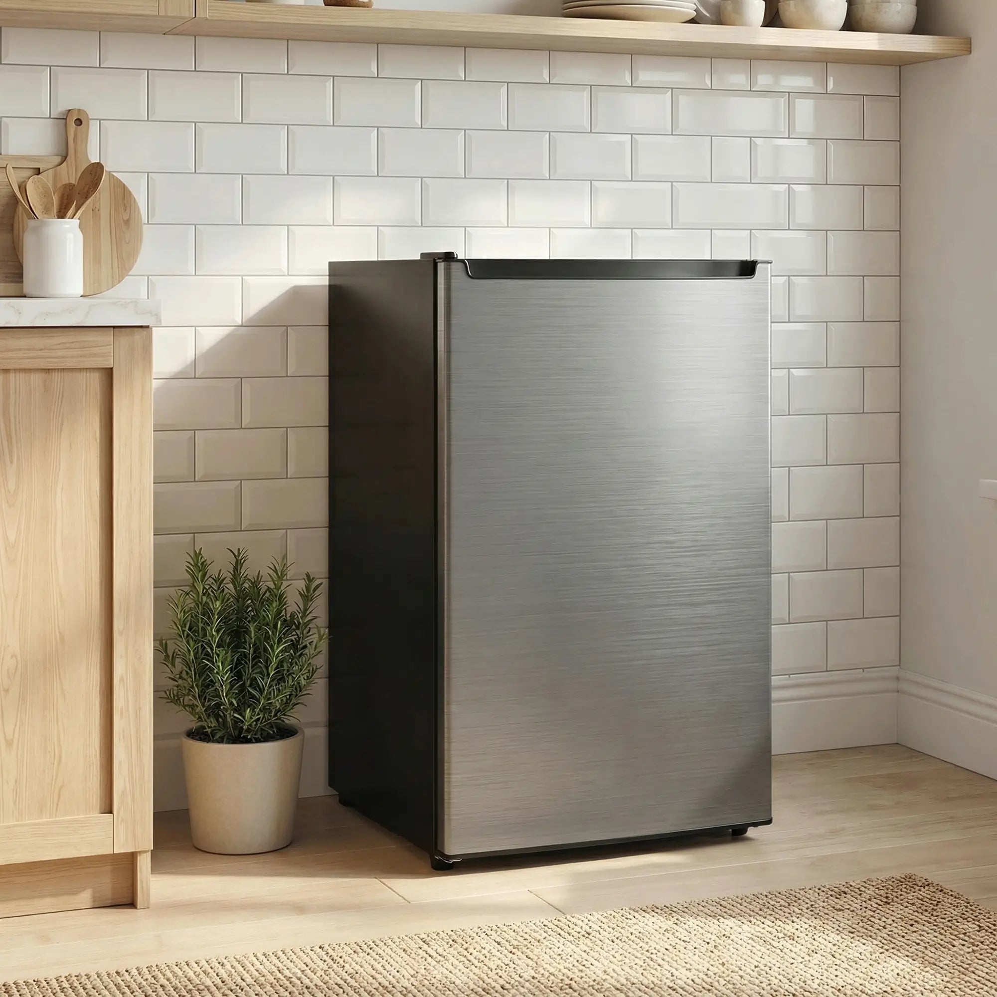 2.1 Cu. Ft. Mini Freezer, Compact Upright, Reversible Door, Removable Shelf, Adjustable Temperature, Silver Small Kitchen Appliances at Gallery Canada