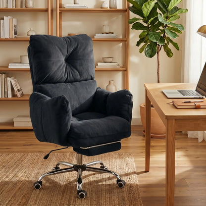 Ergonomic Office Gaming Chair With Foot Rest, Fabric, Black