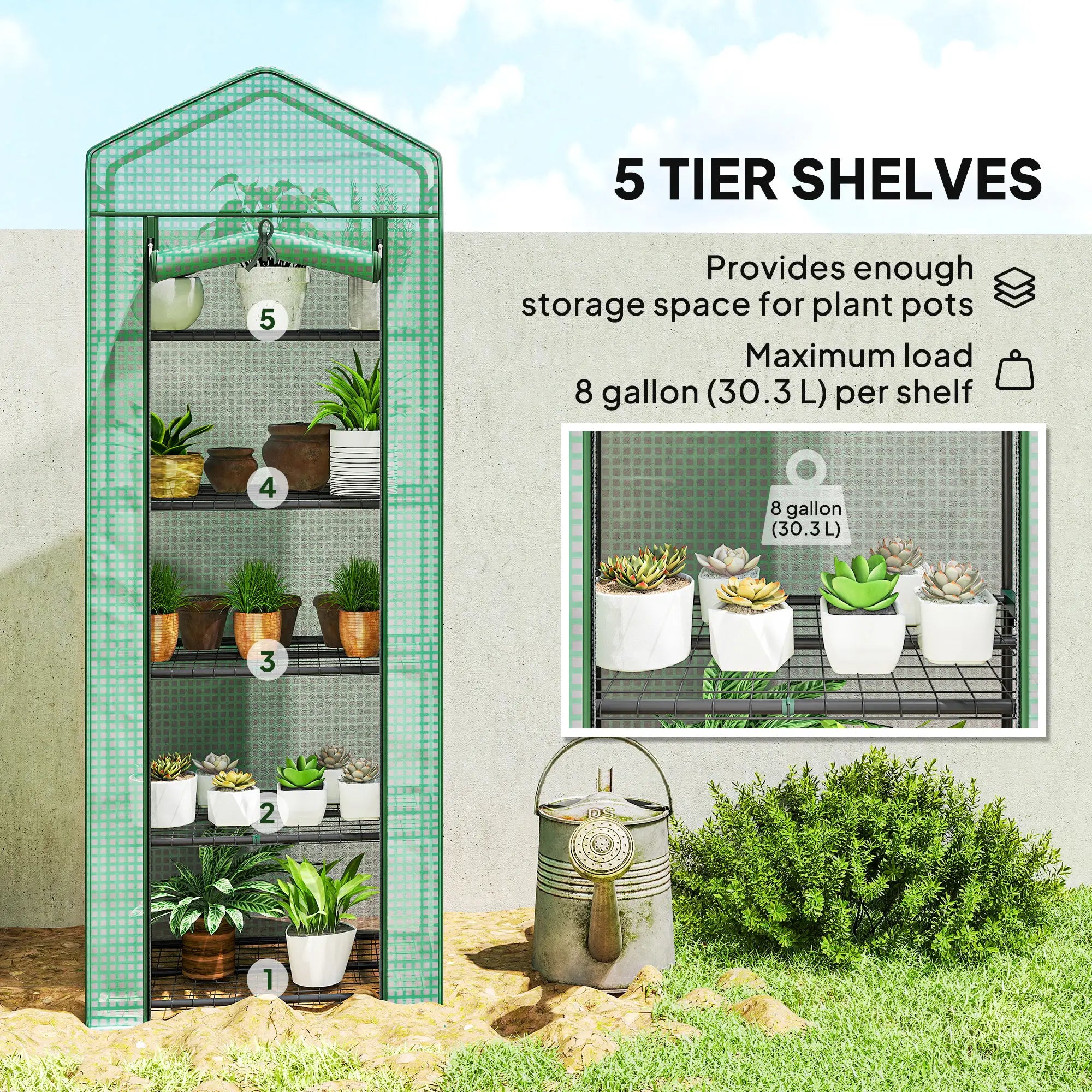 5 Tier Mini Greenhouse, Portable, Transparent, 27.25