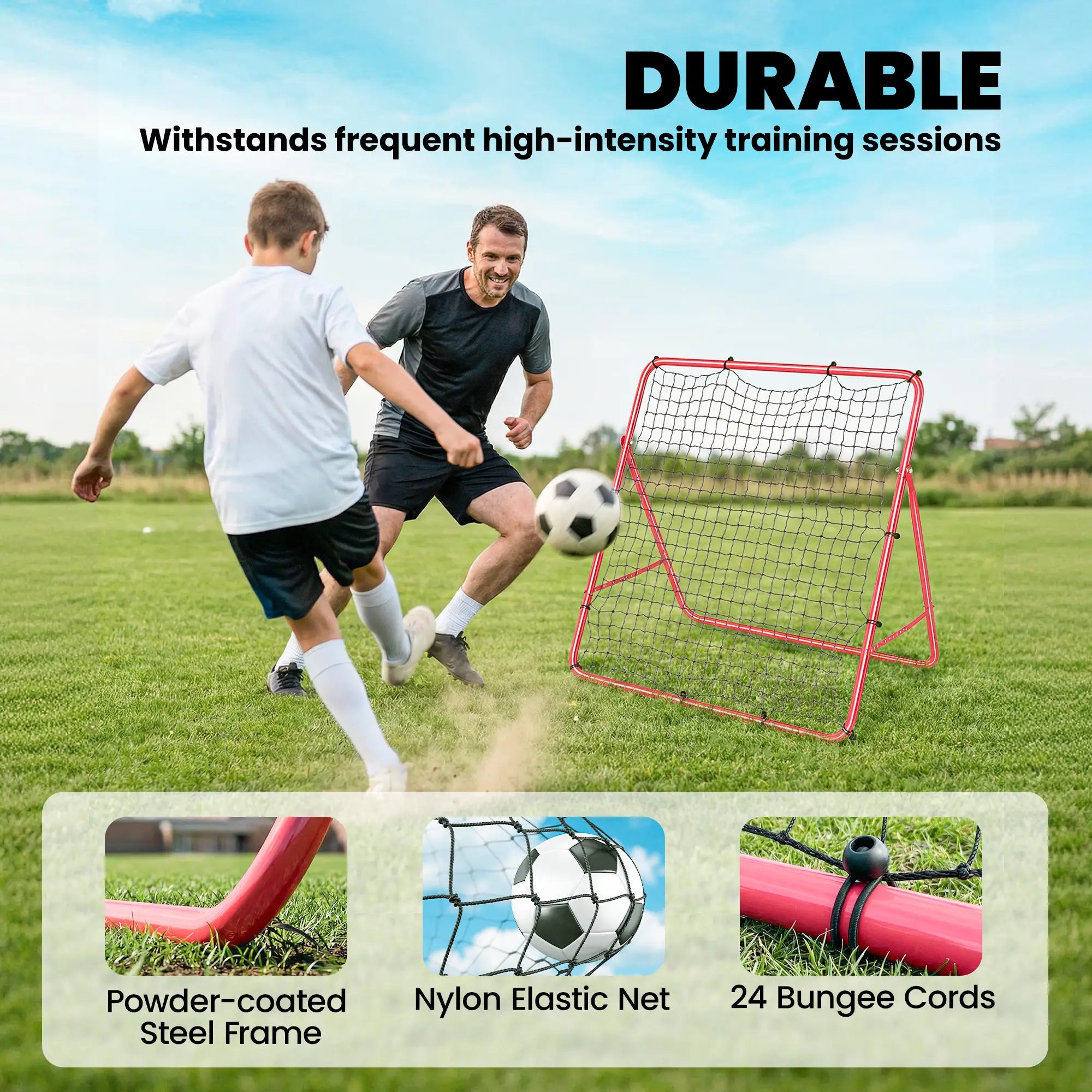 5 Angles Adjustable Soccer Rebounder Net, Multi-Sport Training, Red Soccer at Gallery Canada