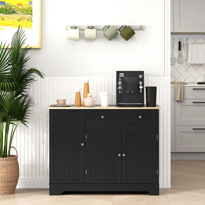 Modern Sideboard Cabinet, 41" Kitchen Buffet, 3 Doors, Black Bar Cabinets at Gallery Canada