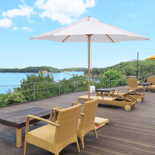 9' x 8' H Patio Umbrella, Hardwood Frame, Wind Vent, White Sun Umbrellas White at Gallery Canada