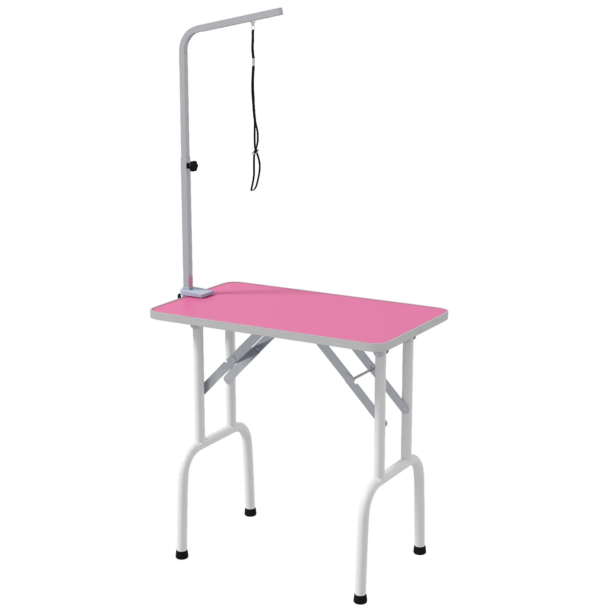 Foldable Pet Grooming Table, Adjustable Arm, Non-Slip Surface, Pink Dog Grooming Tables Pink, White at Gallery Canada