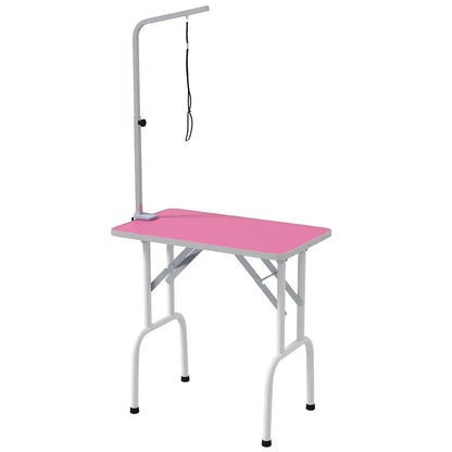 Foldable Pet Grooming Table, Adjustable Arm, Non-Slip Surface, Pink Dog Grooming Tables Pink, White at Gallery Canada