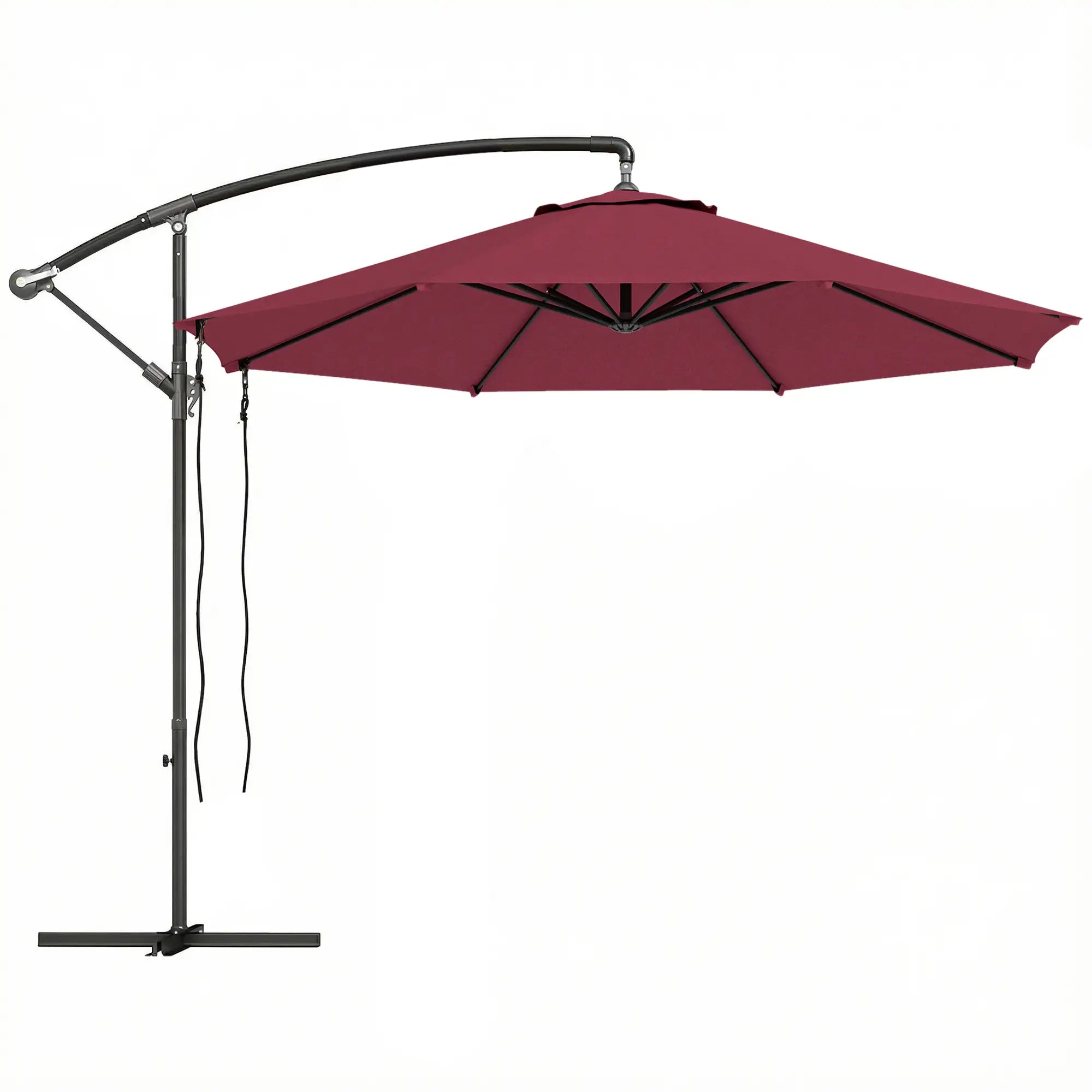 9.5' Cantilever Umbrella, Wind Protection, Crank, Cross Base, UPF 50+, Red Offset Cantilever Umbrellas at Gallery Canada