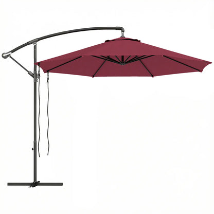 9.5' Cantilever Umbrella, Wind Protection, Crank, Cross Base, UPF 50+, Red Offset Cantilever Umbrellas at Gallery Canada