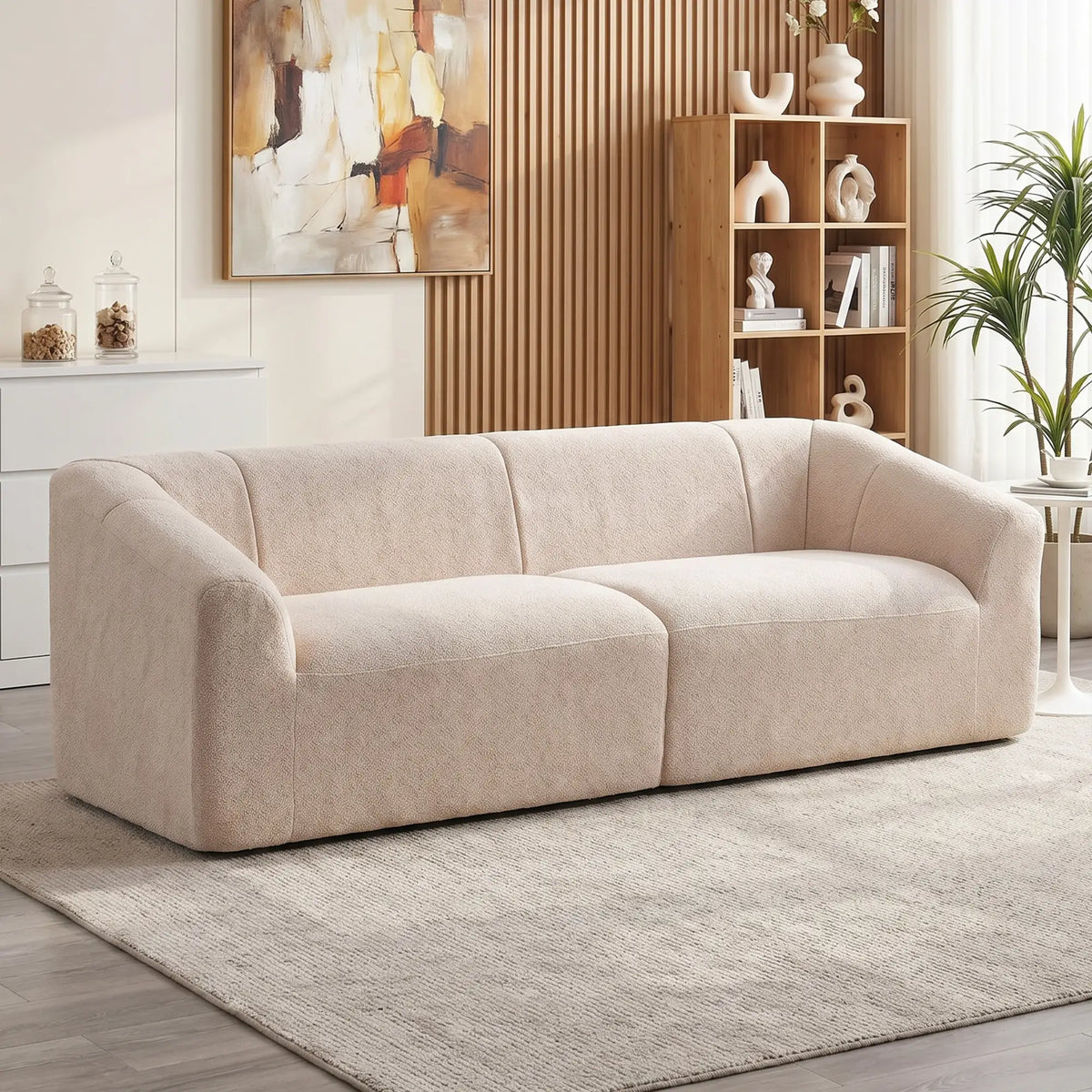 3-Seater Chenille Cloud Couch, Beige 3-Seater Sofas at Gallery Canada