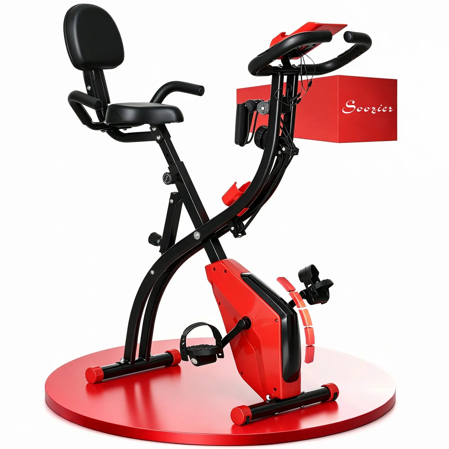 3 in 1 Folding Exercise Bike, 8-Level Magnetic Resistance, Adjustable Seat, Red Exercise & Stationary Bikes Red at Gallery Canada