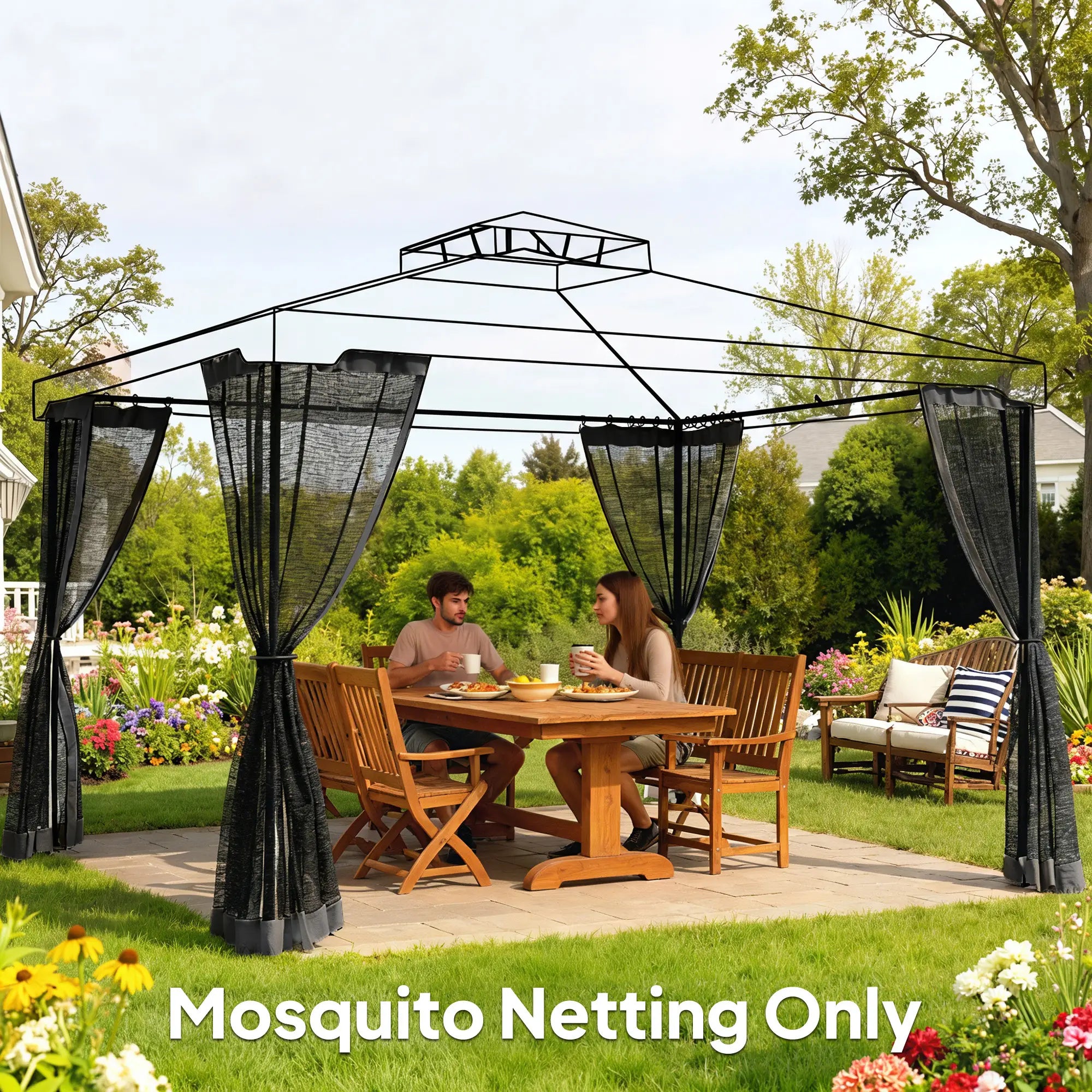 Replacement Mosquito Netting, 10' x 13', Gazebo Screen Walls With Zippers, Black Gazebo Sidewalls at Gallery Canada
