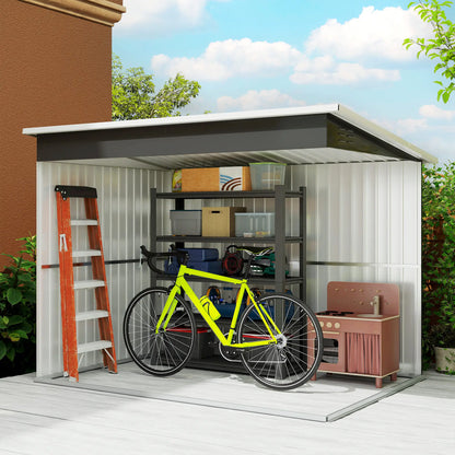 8.5' x 6' Galvanised Steel Outdoor Storage Shed, Lockable Doors, Dark Grey Sheds at Gallery Canada