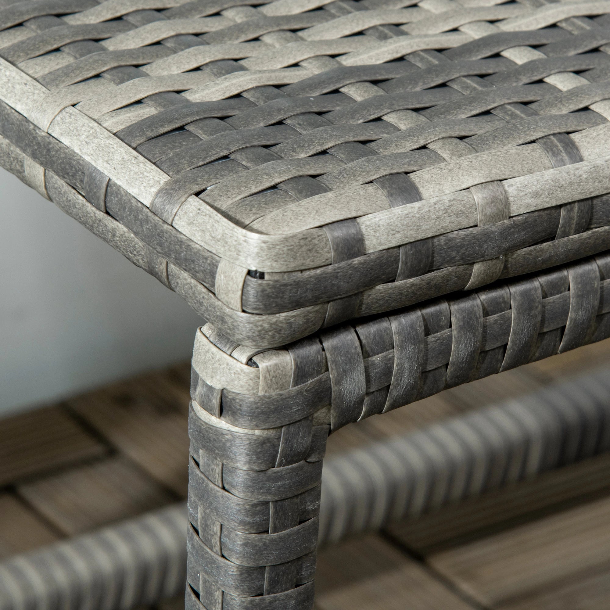 Patio Rattan End Table, Outdoor Side Table, Woven Top, Mixed Grey, Grey Patio Side Tables at Gallery Canada