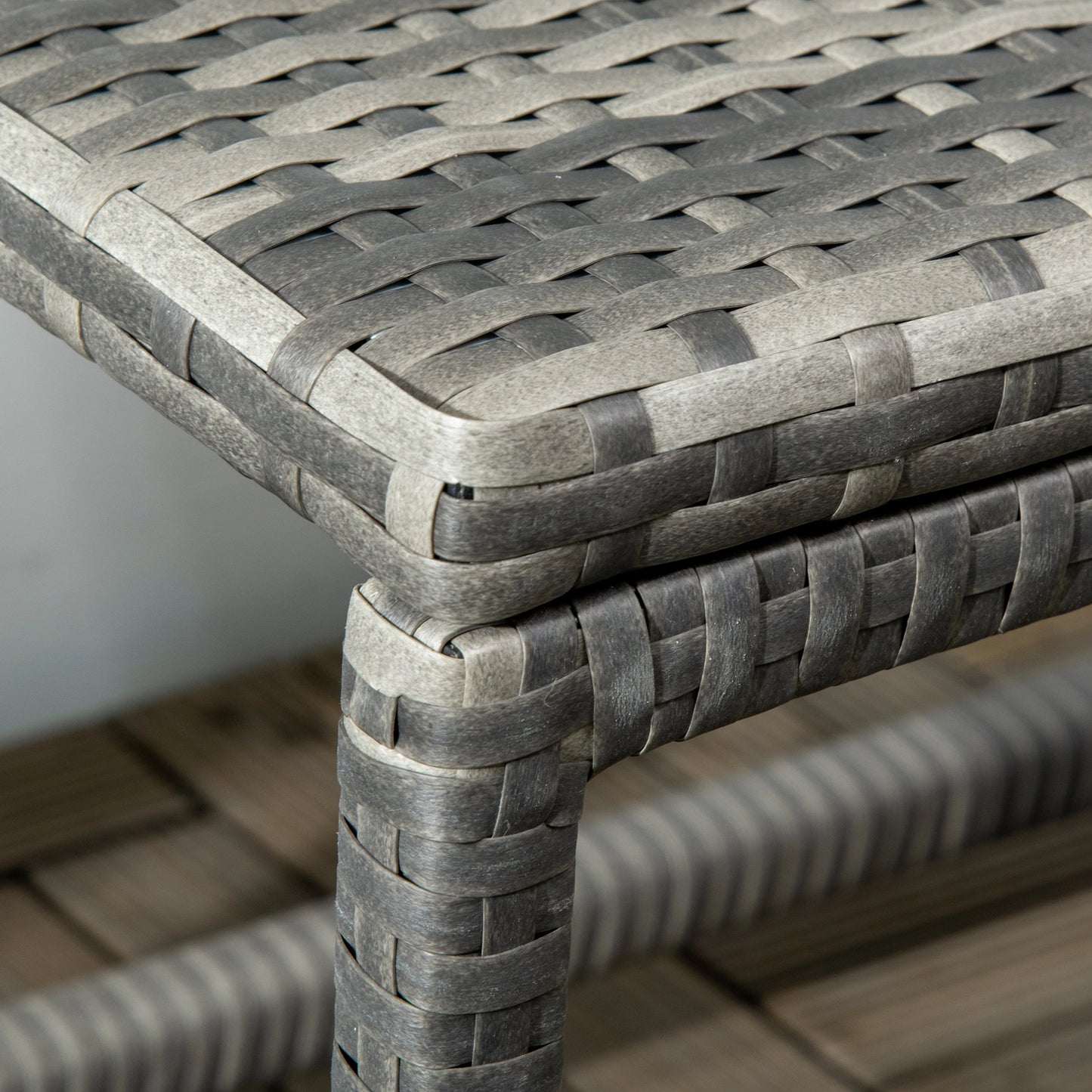 Patio Rattan End Table, Outdoor Side Table, Woven Top, Mixed Grey, Grey Patio Side Tables at Gallery Canada