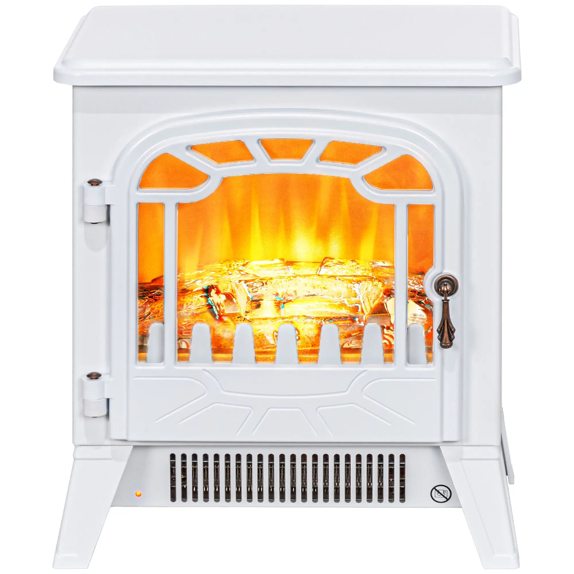 Freestanding Electric Fireplace Heater, Overheat Protection, Realistic Flame, 750W/1500W, White Electric Fireplaces White at Gallery Canada