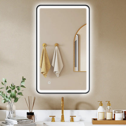40" x 24" Bath Mirror, LED Lights, Wall Mounted, 3 Colors, Dimmable, Black Bath Accessories at Gallery Canada
