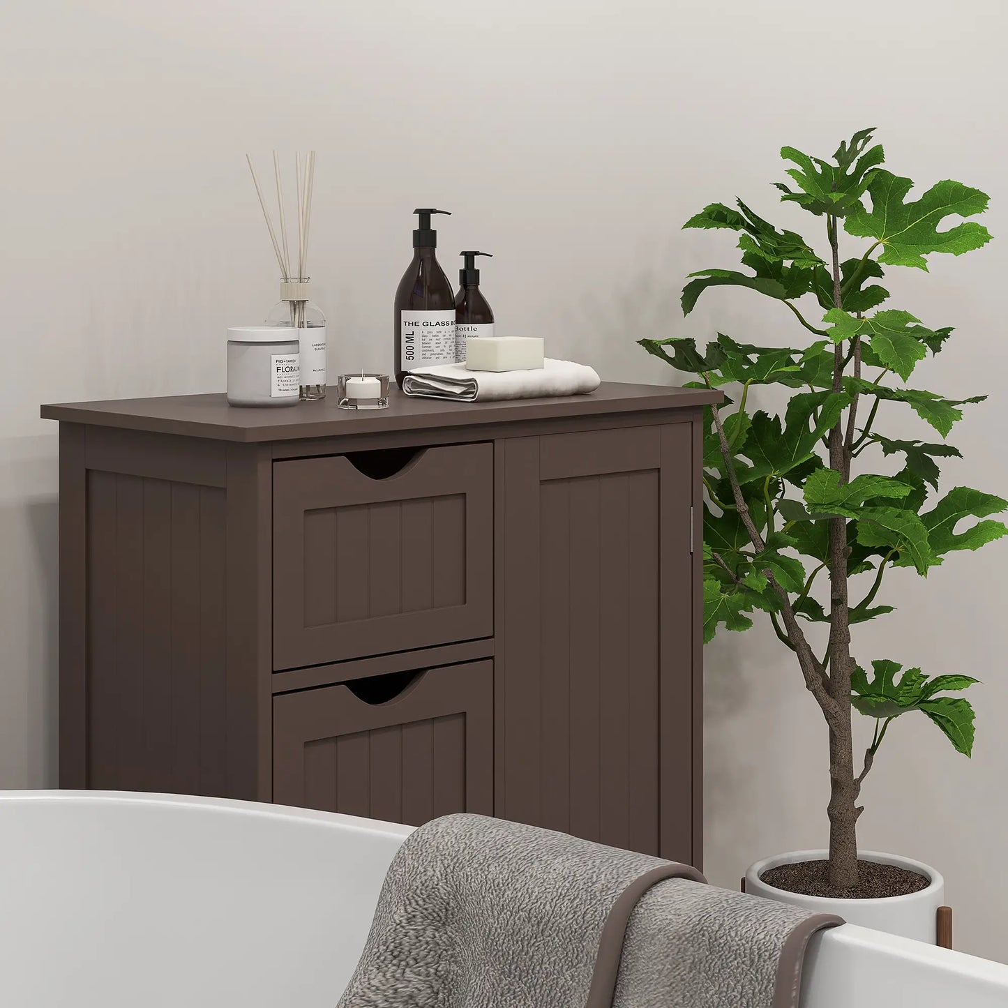 Bathroom Storage Cabinet, Adjustable Shelf, 4 Drawers, Brown Bathroom Cabinets at Gallery Canada