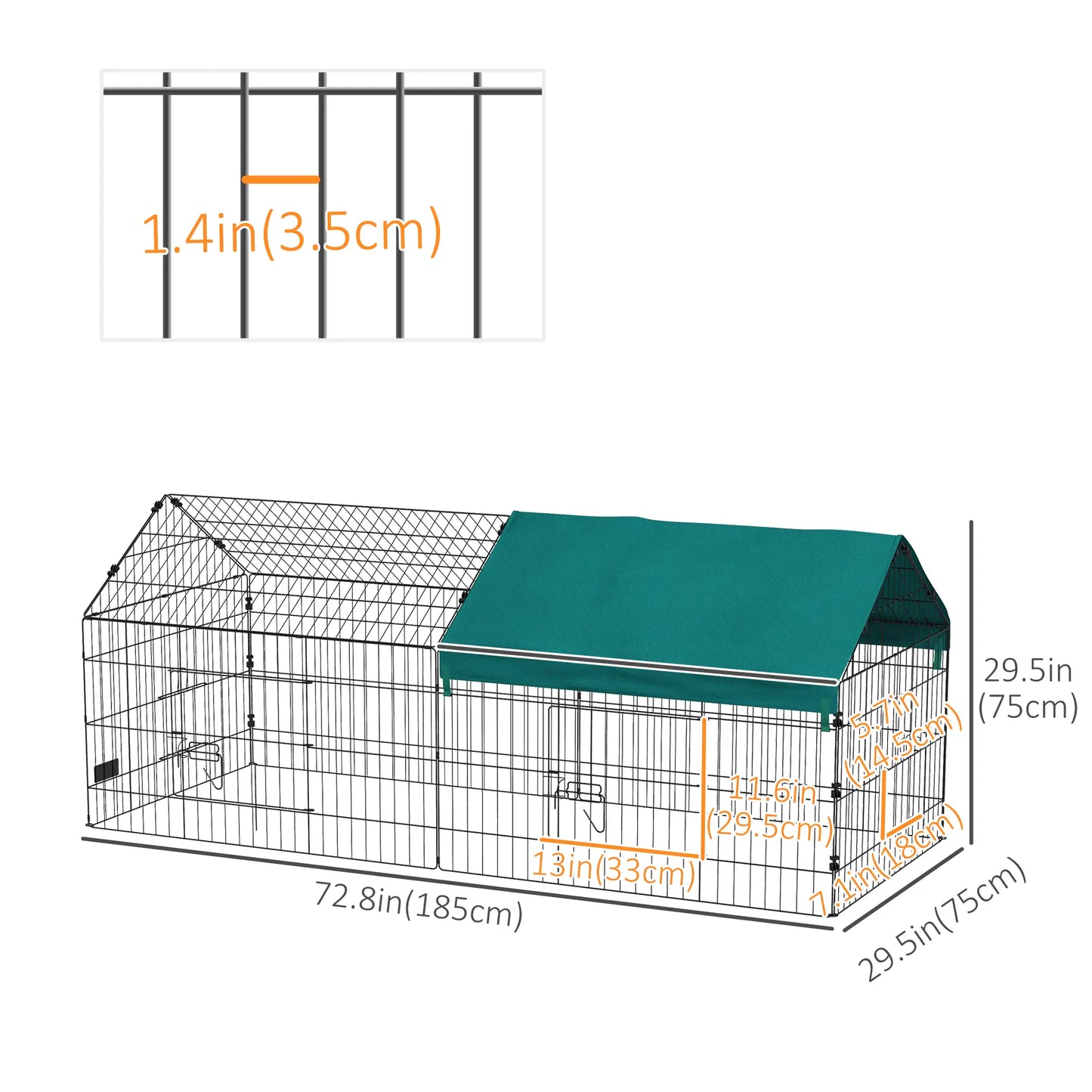 73" Small Animal Cage with Roof, Indoor Outdoor Use, Green Houses & Habitats at Gallery Canada