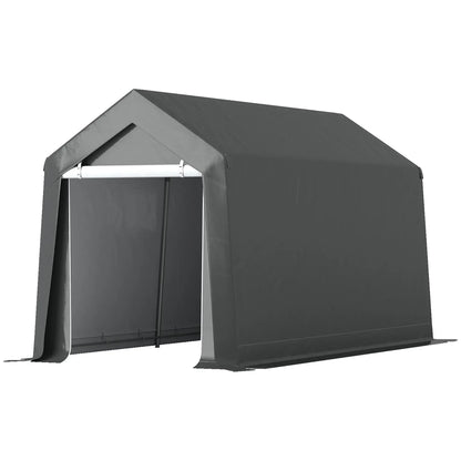 7' x 12' Outdoor Storage Shed, Portable Garage, Roll-up Door, Dark Grey Car Shelters Dark Grey at Gallery Canada