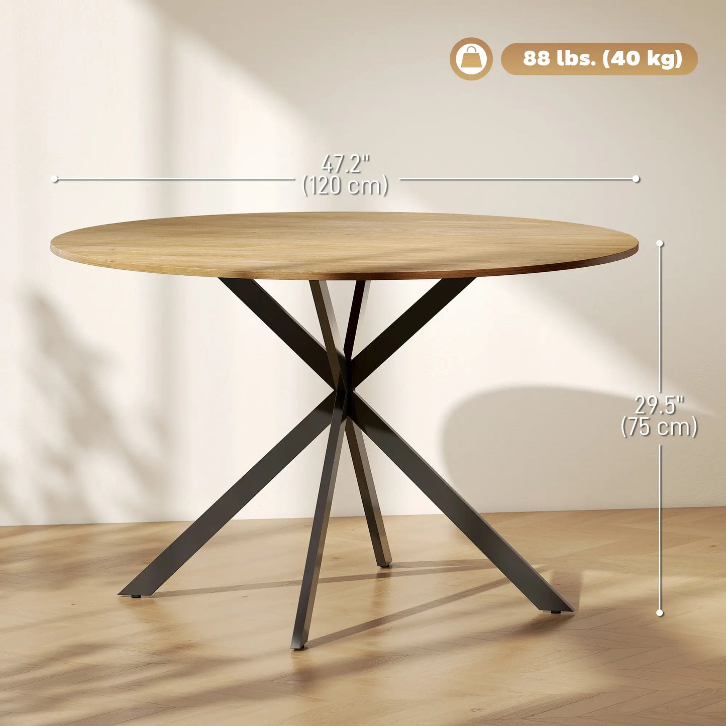 47" Round Kitchen Table For 4, Industrial Dining Table, And Black, Brown Dining Tables at Gallery Canada