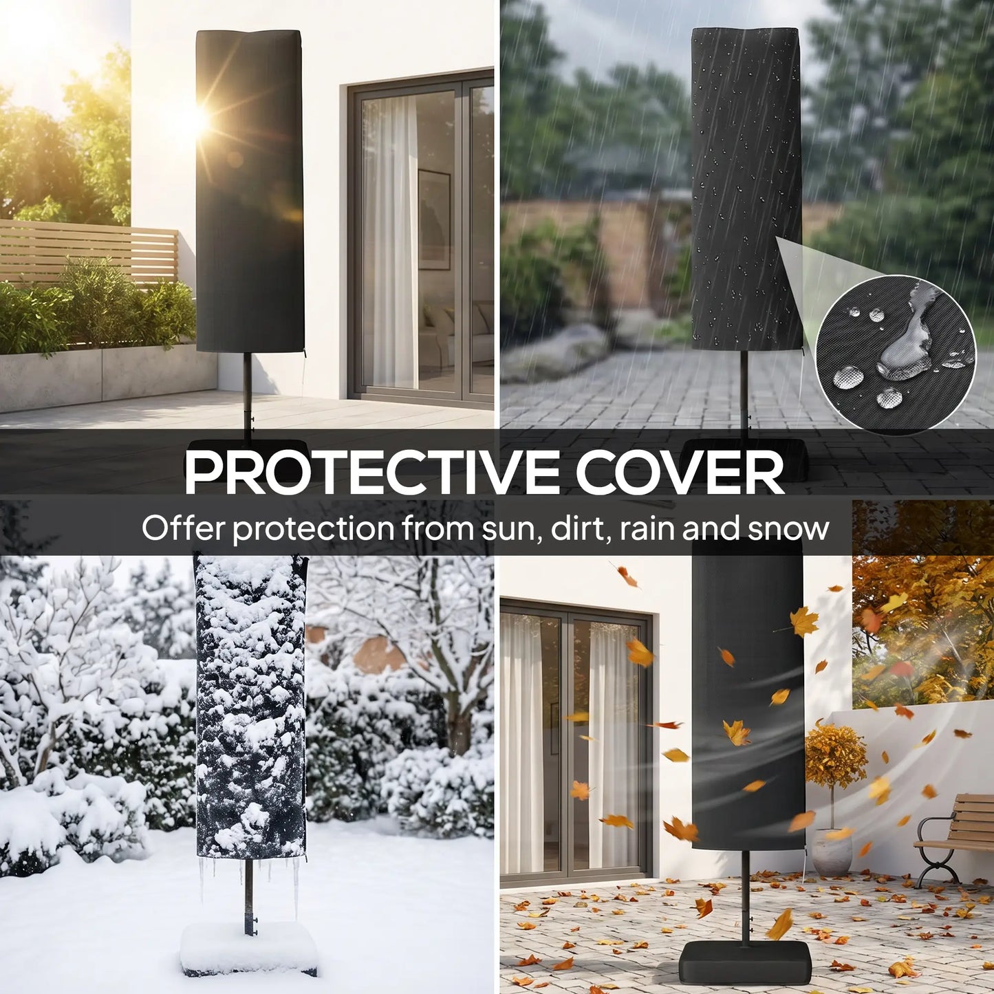 Double-Sided Patio Umbrella, 15ft, 48 LED Lights, Base Included, Dark Blue Double-sided Umbrellas at Gallery Canada