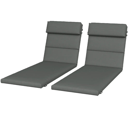 Patio Chaise Lounge Cushions, Headrest, Ties, Set of 2, Grey Patio Chair Cushions Grey at Gallery Canada