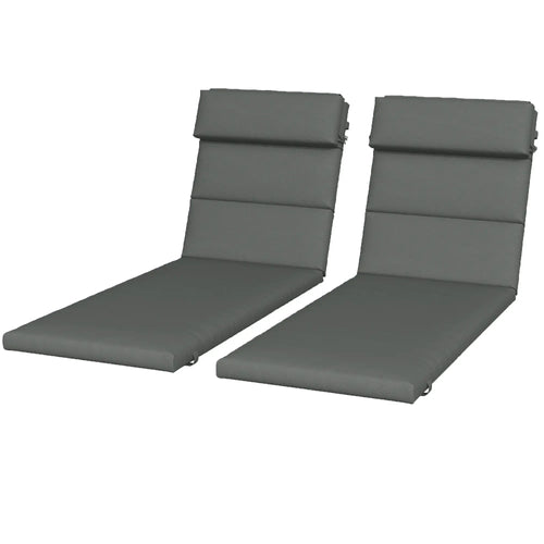 Patio Chaise Lounge Cushions, Headrest, Ties, Set of 2, Grey