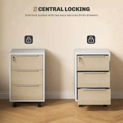 3 Drawer File Cabinet With Wheels, Vertical, Lock, Oak Office Cabinets & Cupboards at Gallery Canada