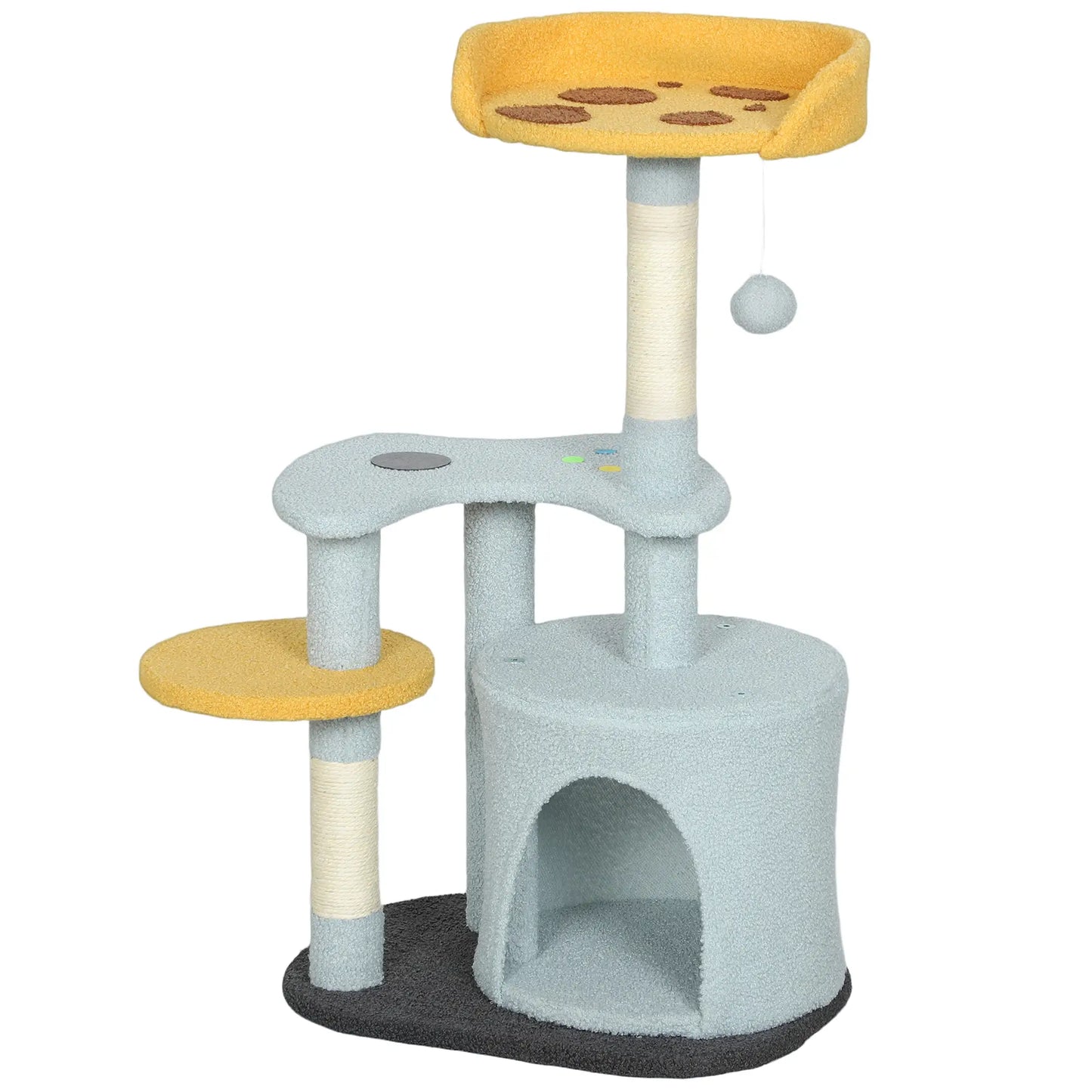 Cat Tree, 31.5 Inch, with Perch, Platform, Condo, Scratching Post, Blue Cat Posts Blue, Yellow at Gallery Canada