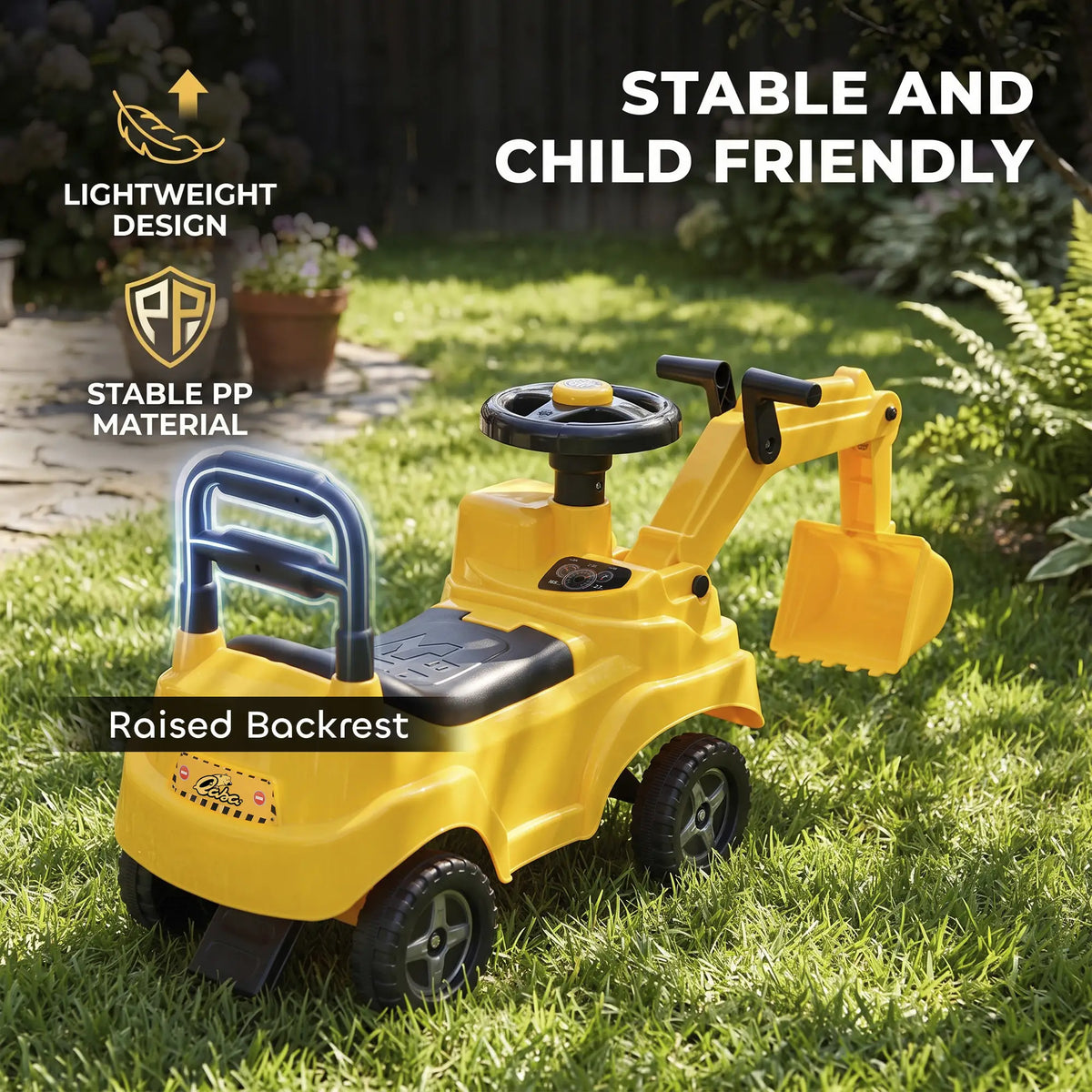 Kids Ride On Excavator, Push Truck Toy, Yellow, 1-3 Y, Yellow Toy Excavators at Gallery Canada