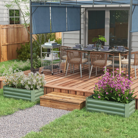 Steel Raised Garden Bed Set, 39"x20"x12", Green