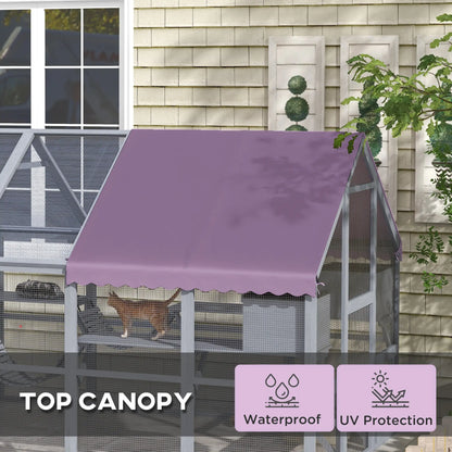 Outdoor Cat Enclosure Wooden Feral Cat House w/ Weatherproof Canopy, Bridges, Resting Boxes, Platforms, for 3-6 Cats Outdoor Cat Enclosures at Gallery Canada