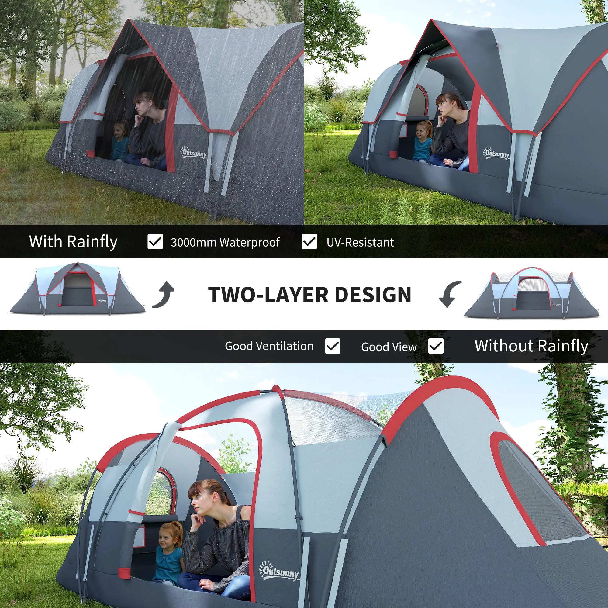 5-6 Person Family Tent, Outdoor Camping Tent, Grey Camping Tents at Gallery Canada