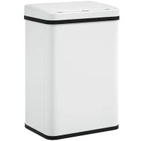 40 L Poubelle Automatique, Couvercle à Fermeture Douce, Acier Inoxydable, Blanc