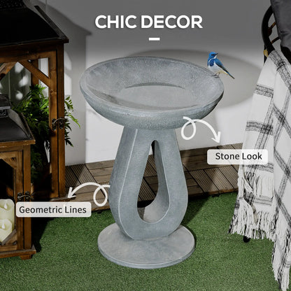 Outdoor Resin Bird Bath, 20.1" Tall, Garden Yard Patio, Stone Look Garden Decor at Gallery Canada