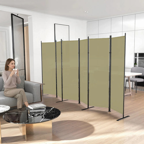 6 Ft Folding Room Divider, Portable Privacy Screen, Beige