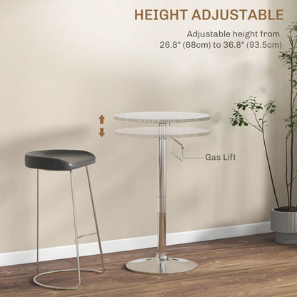 Adjustable Round Bar Table, PE Rattan Top, Steel Base, 2-Person, Grey Bar Tables at Gallery Canada